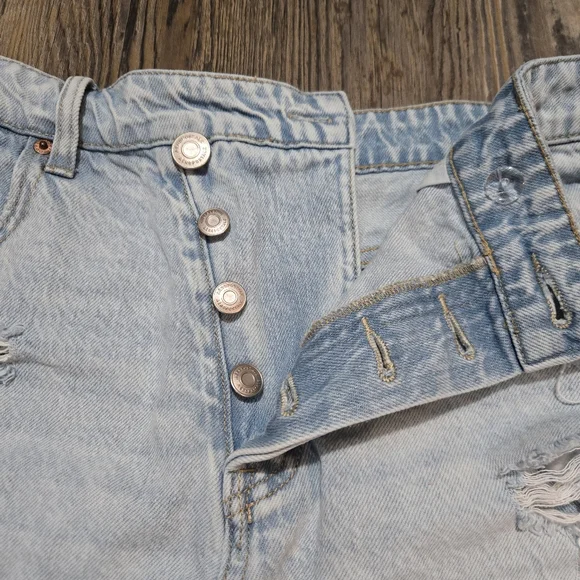 Aeropostale Blue Jean Shorts Distressed High-Waisted, Mom Short, Size 12 - Picture 8 of 16